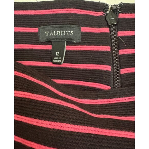 TALBOTS Pink Black Dress A Line Fit and Flare Size 12 Knee Length Midi Dress - Picture 4 of 6
